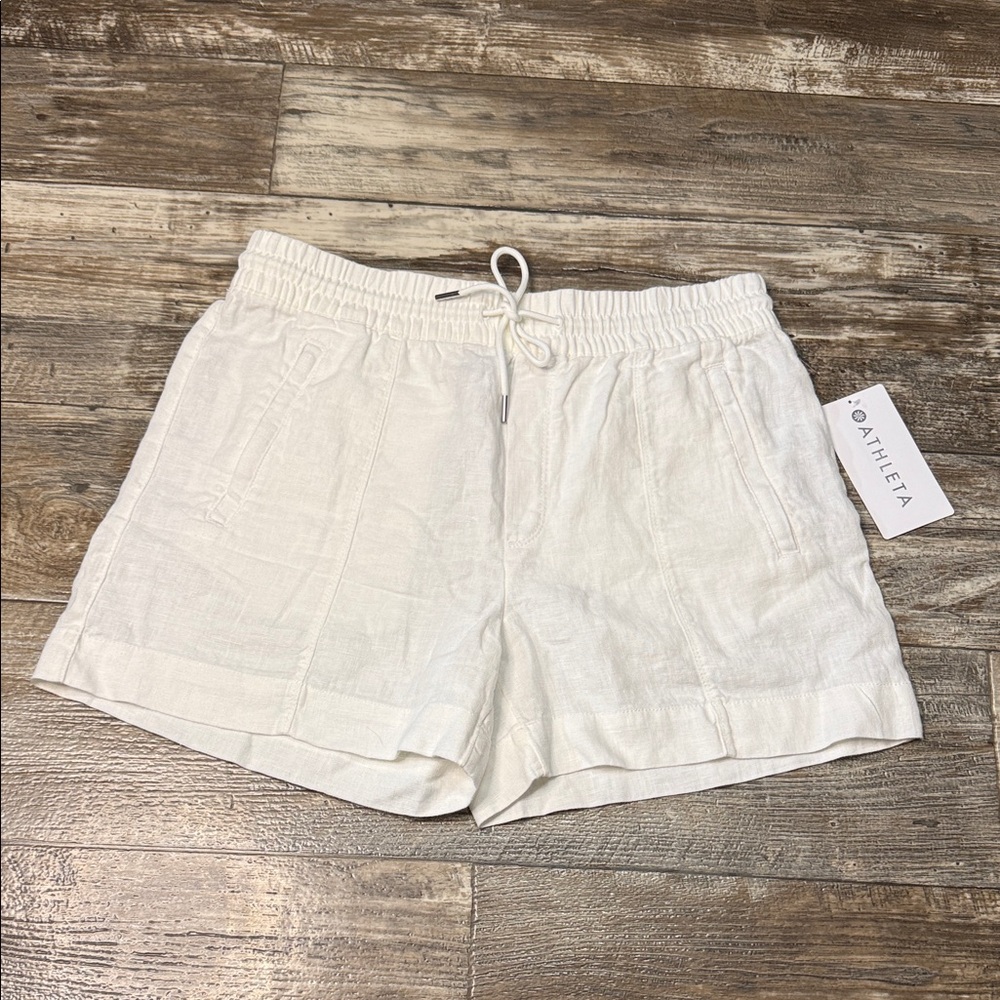 Athleta NEW White Linen Shorts Size 8
